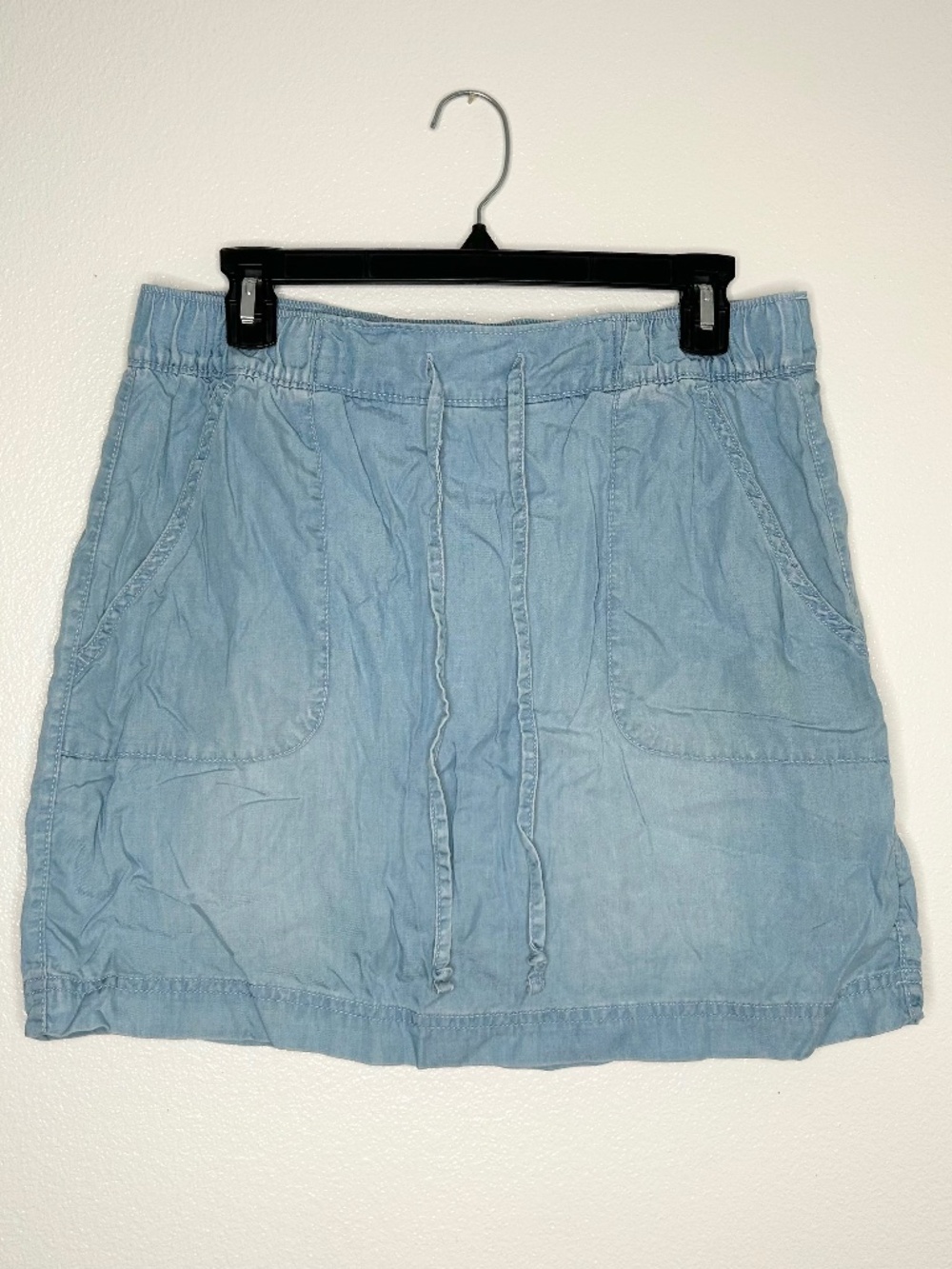 C&C California Womens Chambray Pull-On Mini Skirt Skort Light Blue Wash Size L